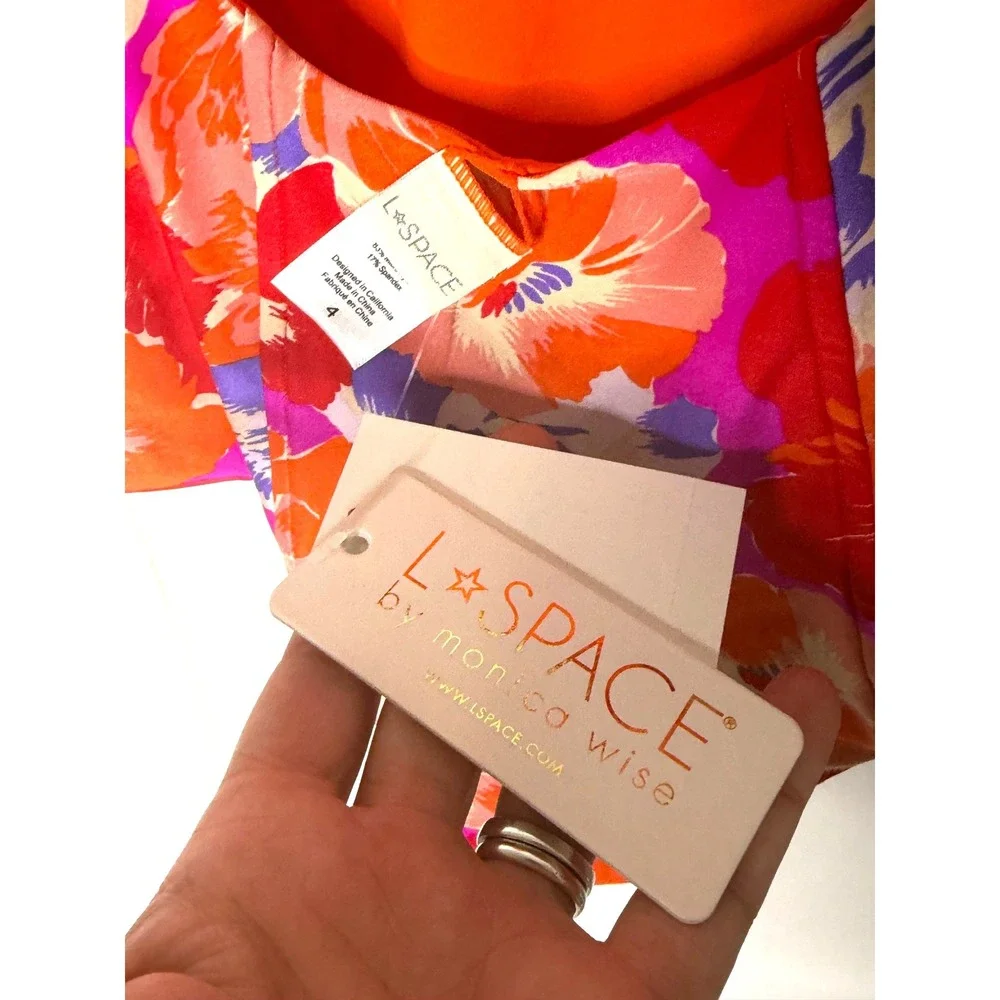 L*Space Nicolette One Piece Swimsuit Floral Underwire Pink Orange Size 4 - Picture 13 of 14